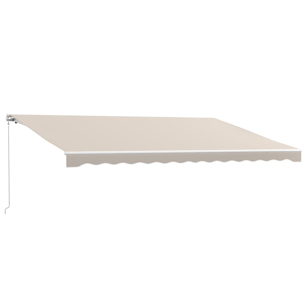 16'x10' Electric Retractable Awning Sunshade Shelter with Remote Controller & Crank Handle for Deck Balcony Yard, Cream