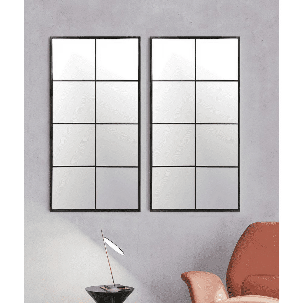 16x32 2 Pack Black Framed Large Wall Mirror Set for Living Room