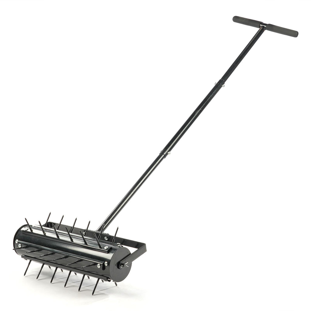 17-inch Lawn Aerator, Rolling Aerator Lawn Tool with T-shaped Handle, Heavy Duty Lawn Aerator Tool, Grass Aerator & Garden Tools for Aeration & Soil Health, Black