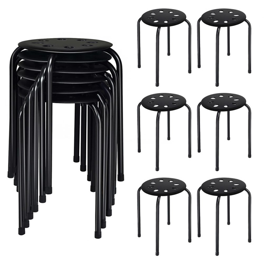 17.5 Inch Set of 6 Portable Plastic Stack Stools with Metal Frame