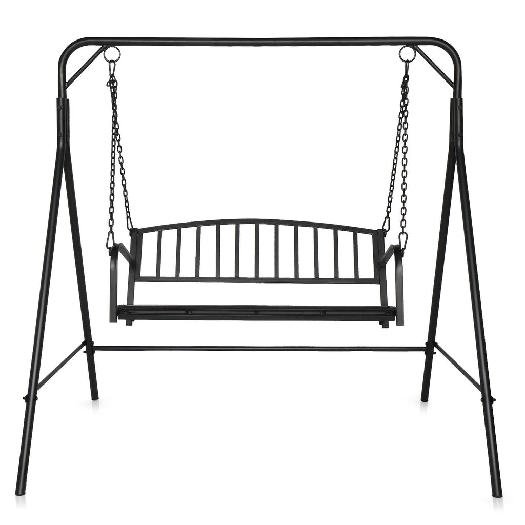 176*128*180cm Flat Top 250kg Garden Iron Swing Frame Black ONLY frame