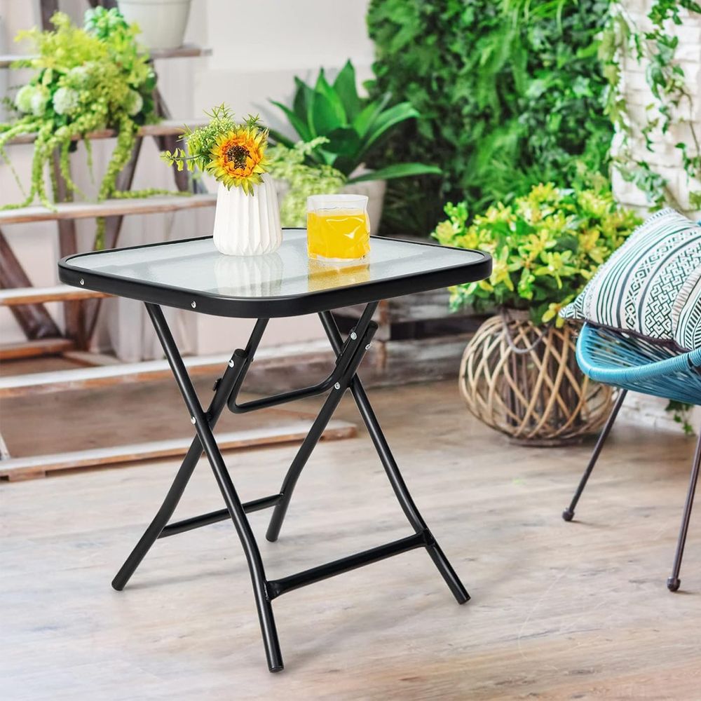 18 Inch Square Patio Bistro Table with Rustproof Frame Patio Coffee Tables