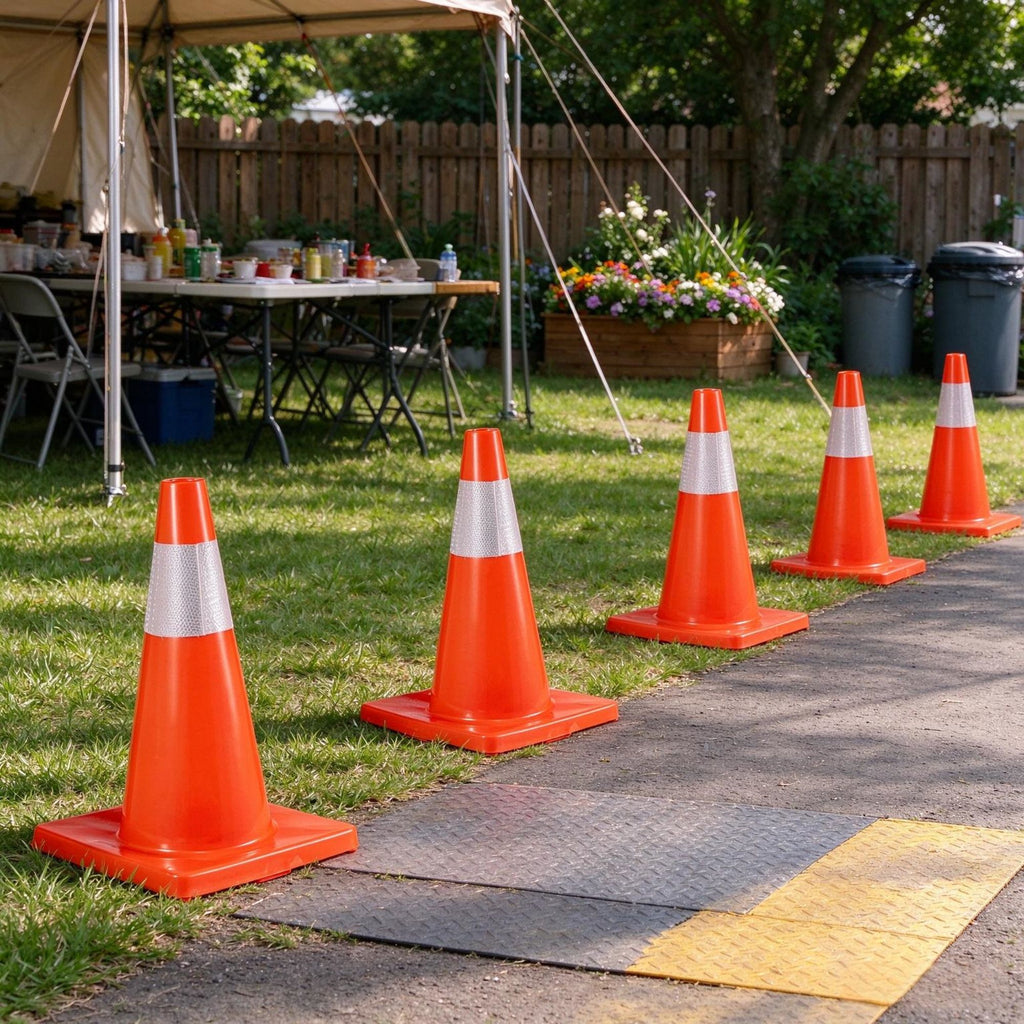 18 Inch Traffic Cones 12 Pack, Orange PVC Safety Road Cones with Reflective Collars and Stable Base for Parking, Construction & Home Use