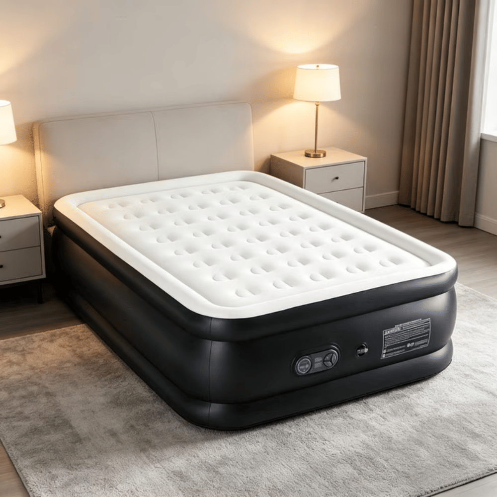 18" QueenAirMattress with Built in Pump Quick Inflate Deflate AirbedforHomeCamping, Black