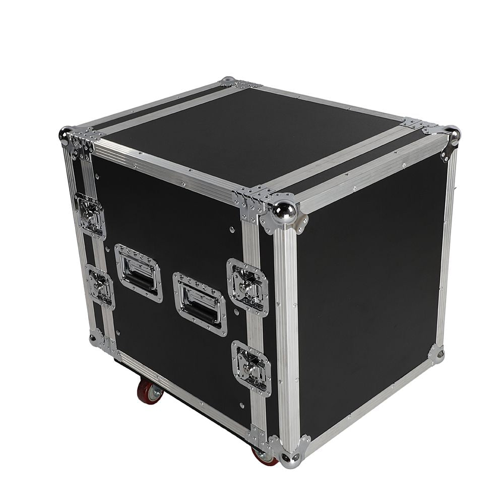 19" 12U Single Layer Double Door DJ Equipment Cabinet Black & Silver