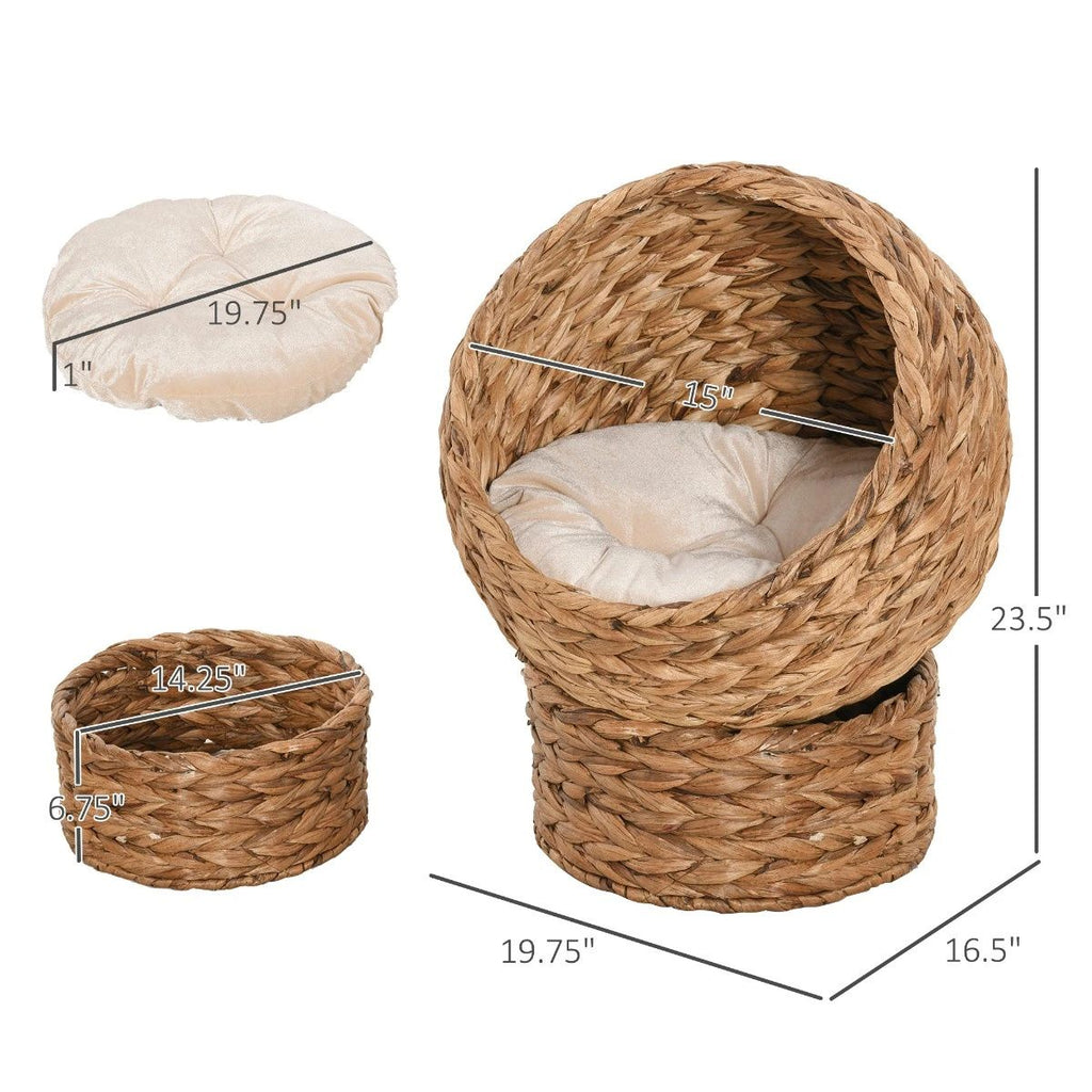 19.75" L x 16.5" W x 23.5" H cat bed with upholstered, cat basket bed cat house