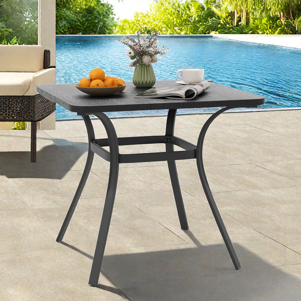 1PC 32 Inch Patio Dining Table Metal Square Table for Dining with 4 Curved Legs
