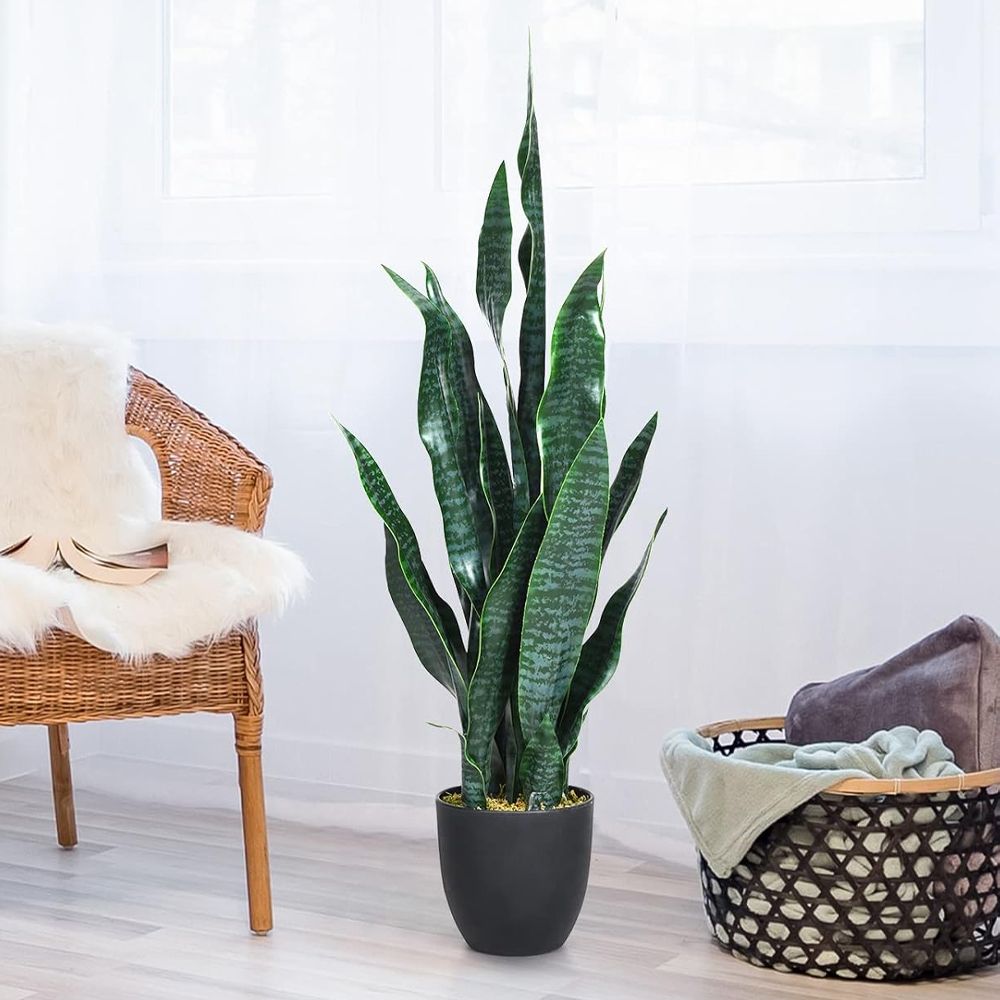 1PC 35.5 inches Indoor and Outdoor Decoration Fake Snake Plant Artificial Plant