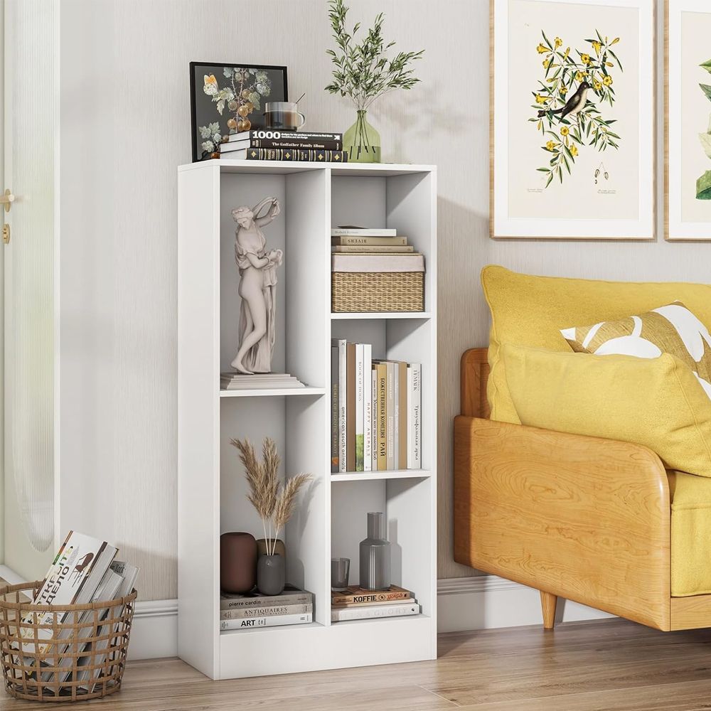 1PC 41 Inches 5-Cube Floor Bookcase with 2 Anti-Tipping Kits Home Office Bookcase