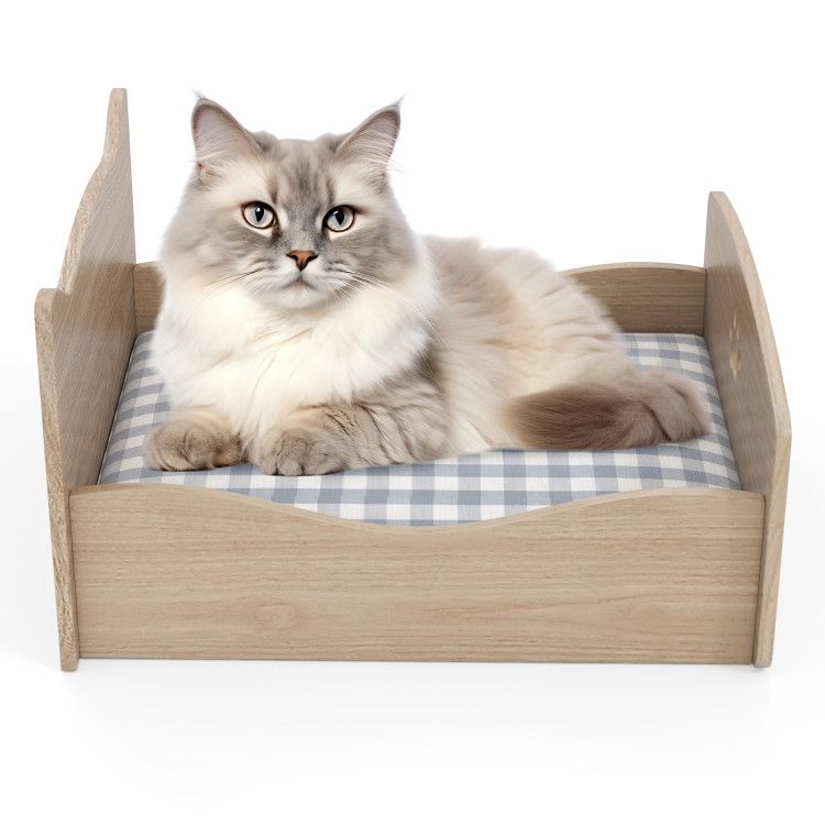 1PC Elevated Pet Bed Frame with Rails and Cute Headboards