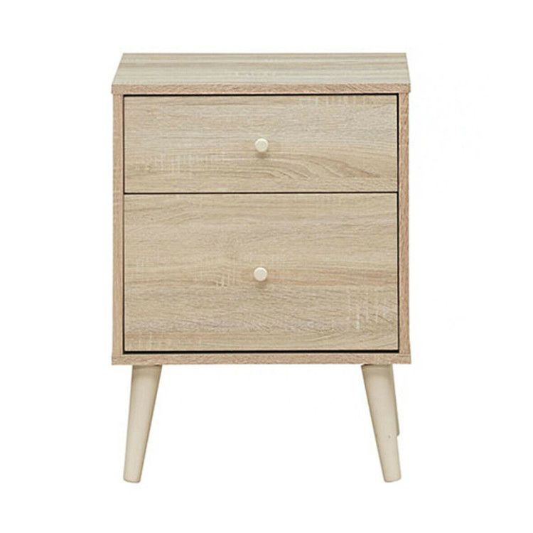 1PC Freestanding Bedside Nightstand  with 2 Storage Drawers and Rubber Legs
