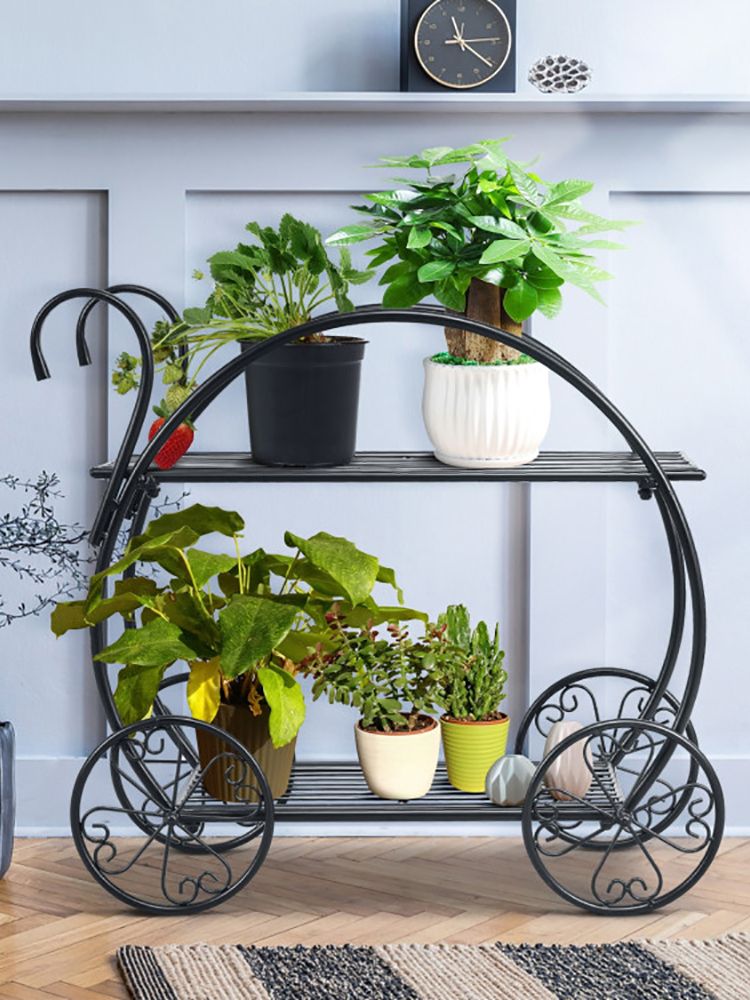 1PC Heavy Duty Metal Flower Cart Plant Stand