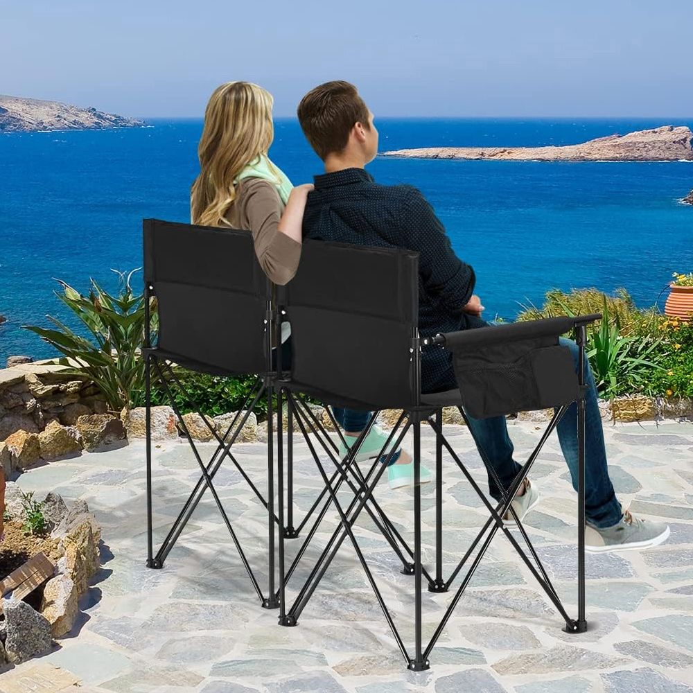 1PC Portable 38 Inch Oversized High Camping Fishing Folding Chair