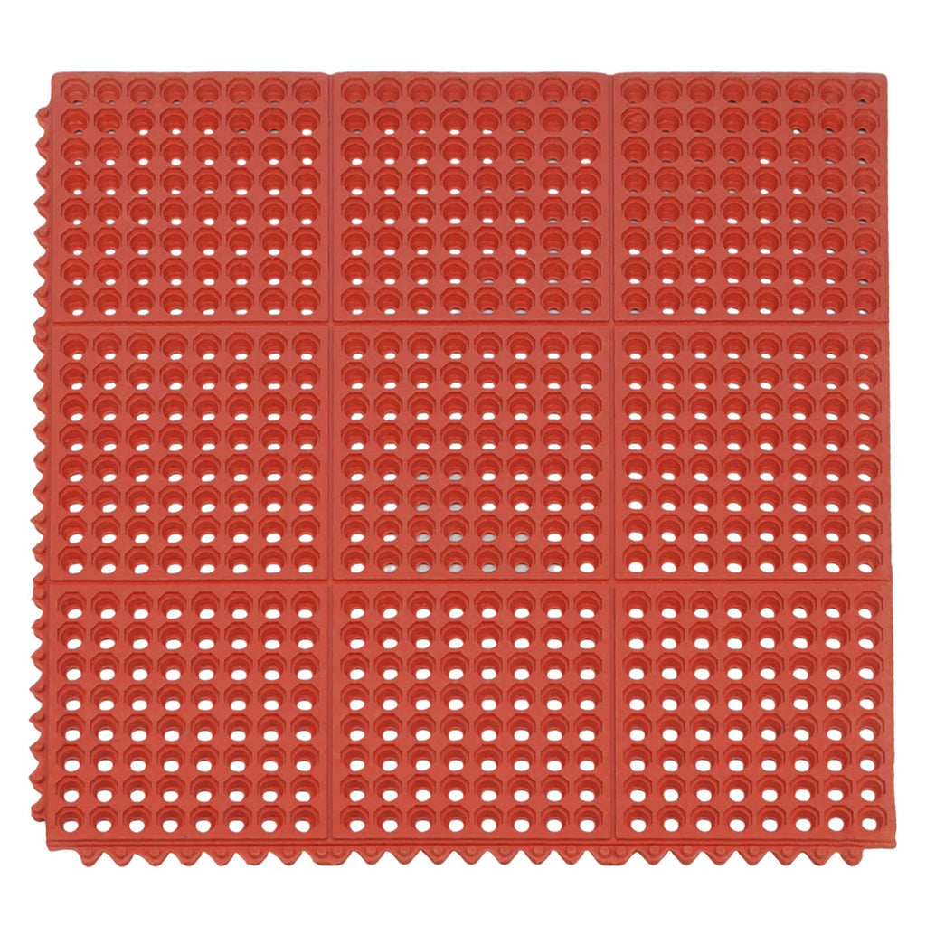 1PC Red Rubber Anti-Fatigue Kitchen Mat, 90x90x1.2cm, Thick Non-Slip Floor Mat