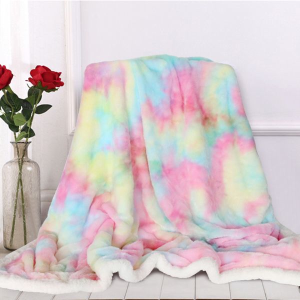 1pc Shaggy Blanket Plush Faux Fur Blanket For Bed Sofa Ultra Soft Luxury Sherpa Blanket Rainbow Colorful Blanke(temu can only be self-picked up)