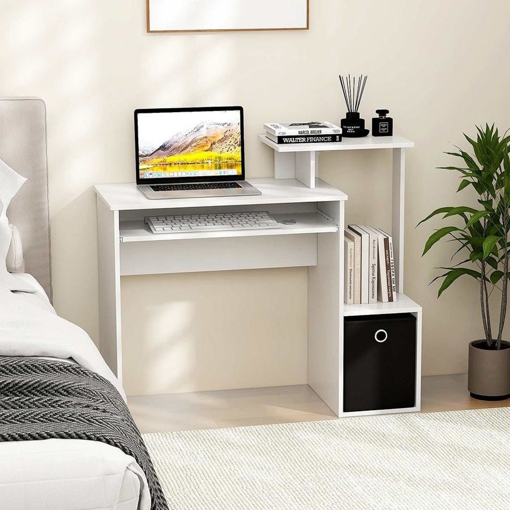 1PC Space-saving Computer Desk with Pull-out Keyboard Tray