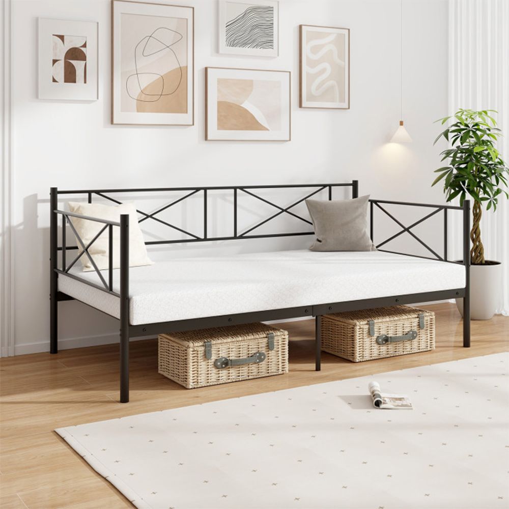 1PC Twin Size Platform Bed with Heavy-duty Metal Slat Support