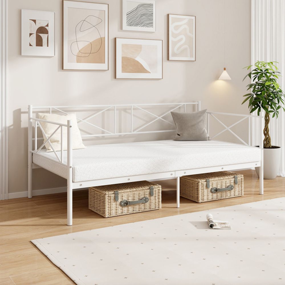 1PC Twin Size Platform Bed with Heavy-duty Metal Slat Support