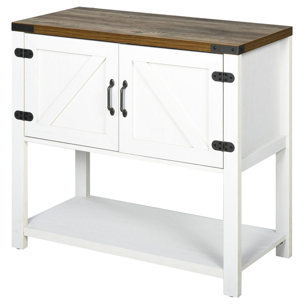 2-Door Free Standing Storage Cabinet with Bottom Shelf, Kitchen Cupboard, Entryway Storage Cabinet, White