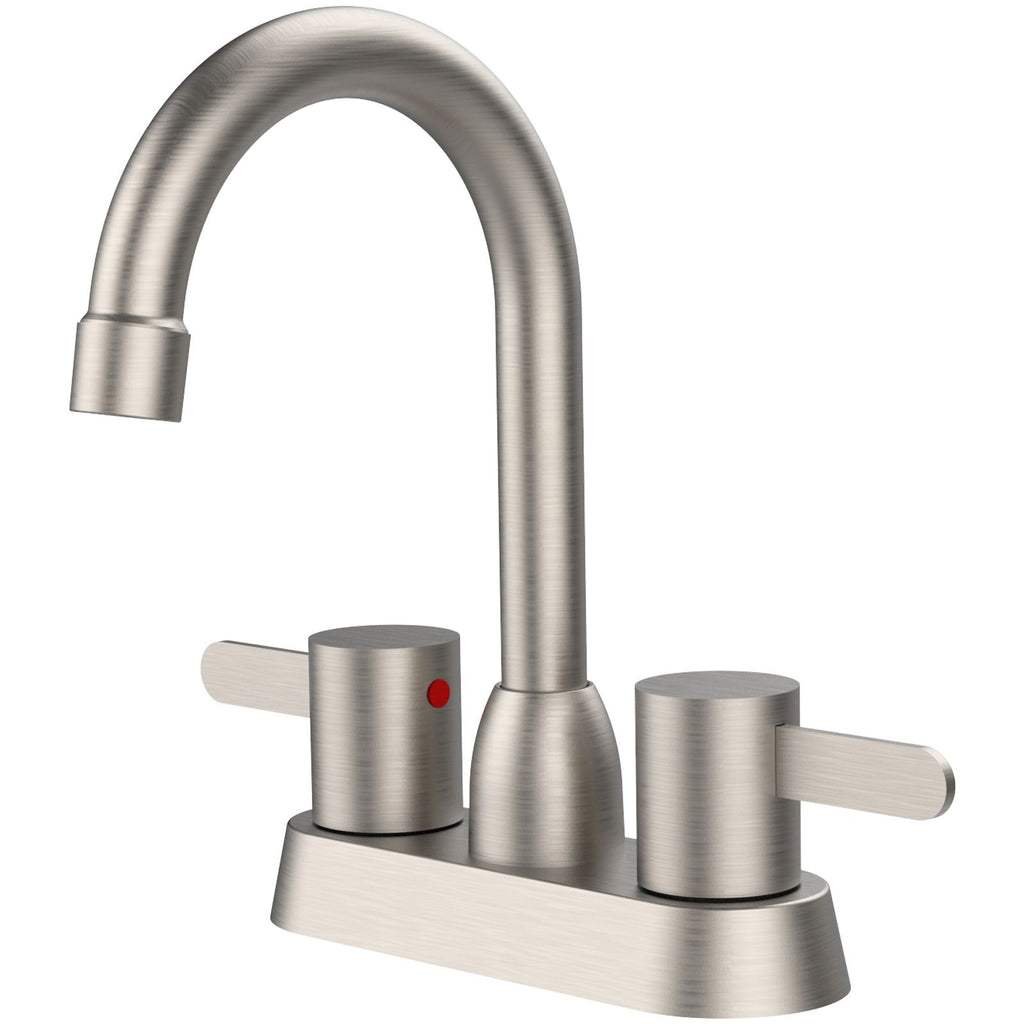 2 Handles Bathroom Sink Faucet, Brushed Nickel Centerset RV Bathroom Faucets for 3 Hole [pop-up drain and hose not included][Unable ship weekends, TK/TEMU only for pickup]