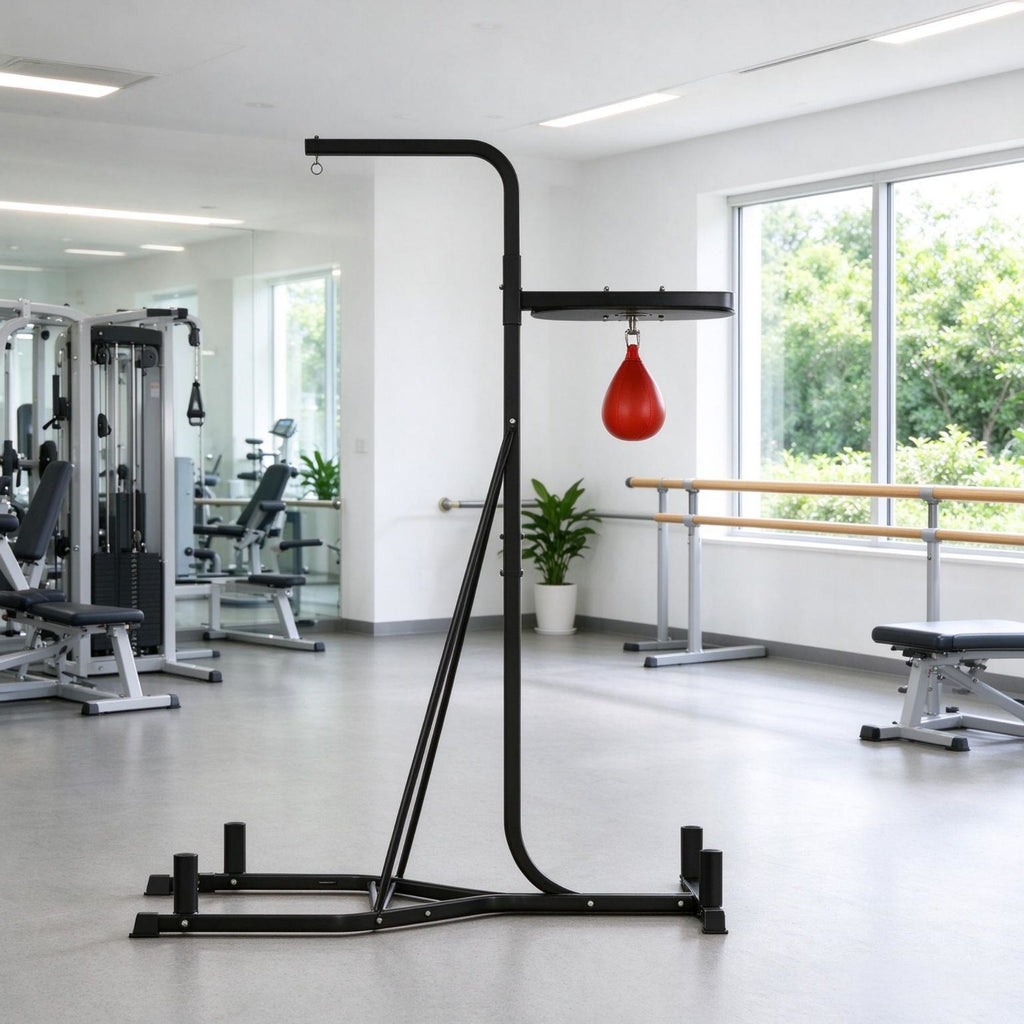 2-in-1 Adjustable Height Punching Bag Stand, Heavy Bag Stand with Weighted Base & Speed Bag, for Home Boxing Training, Black