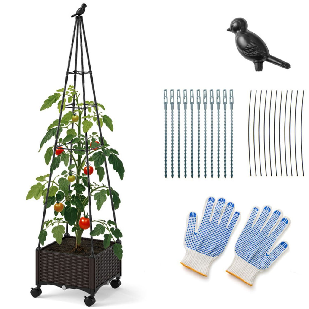 2-in-1 garden bed with plant boxes and trellis