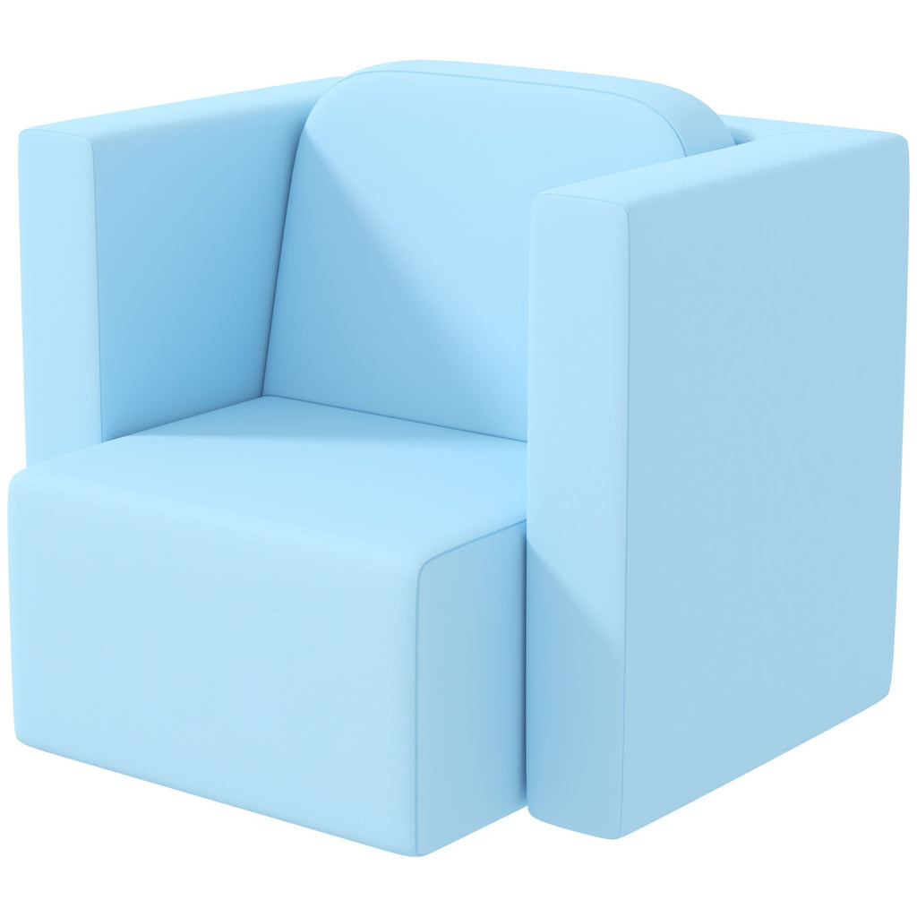 2-in-1 Multifunctional Convertible Children Table and Chair Set, Kids Sofa with Extra Thick and Soft Padding, Light Blue