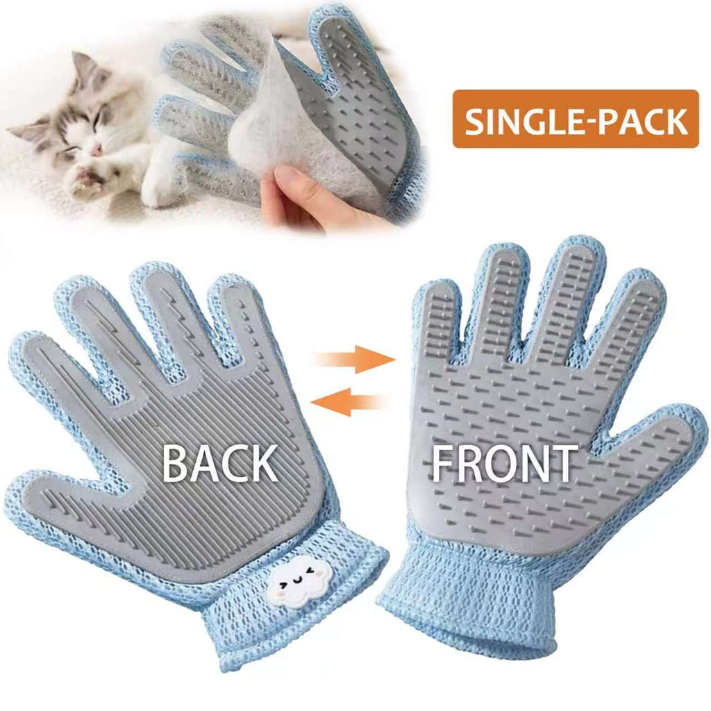 2-in-1 Pet Grooming Glove – Double-Sided Deshedding & Massage Brush for Cats/Dogs, Removes Loose Hair from Fur & Furniture, Ultra-Soft Easy-Clean Mitt(single glove)