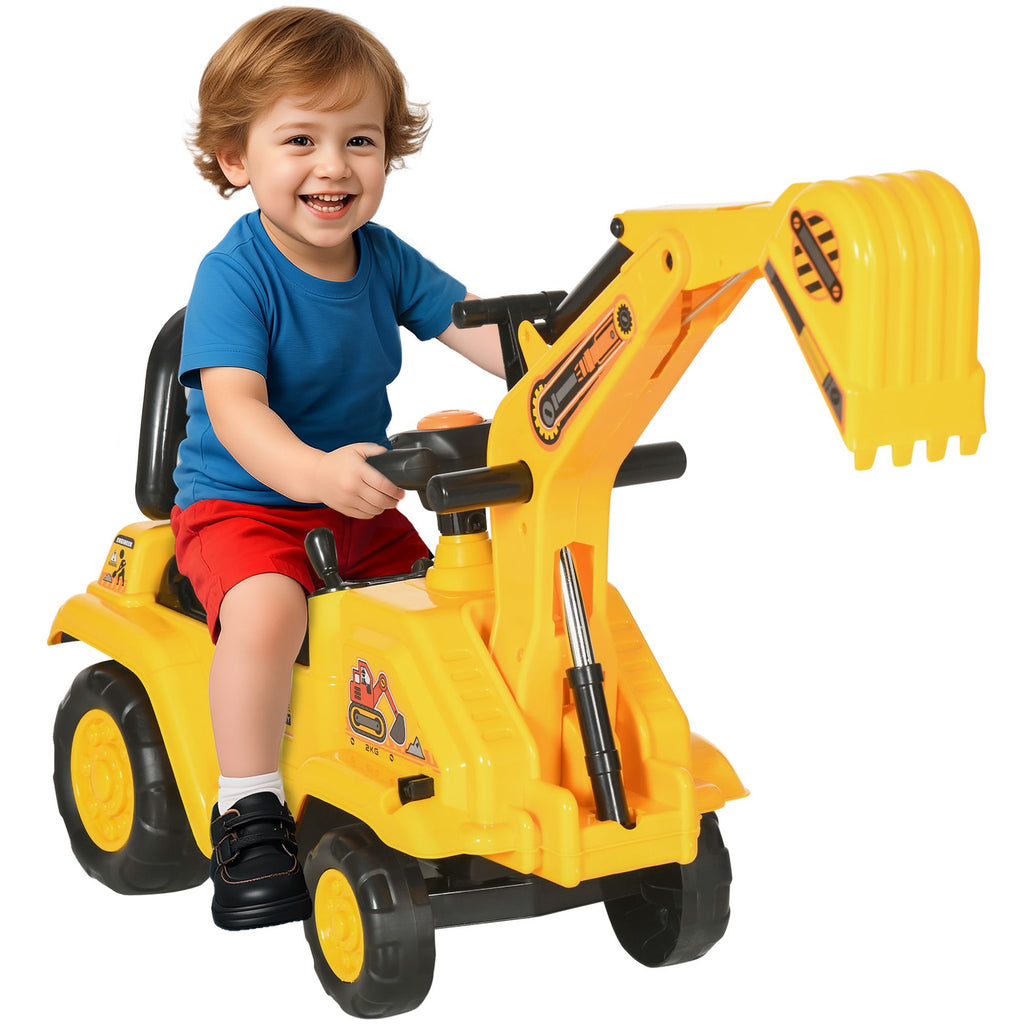 2 in 1 Ride On Toy Digger Digger Tractor Pulling Cart Pretend Play Construction Truck