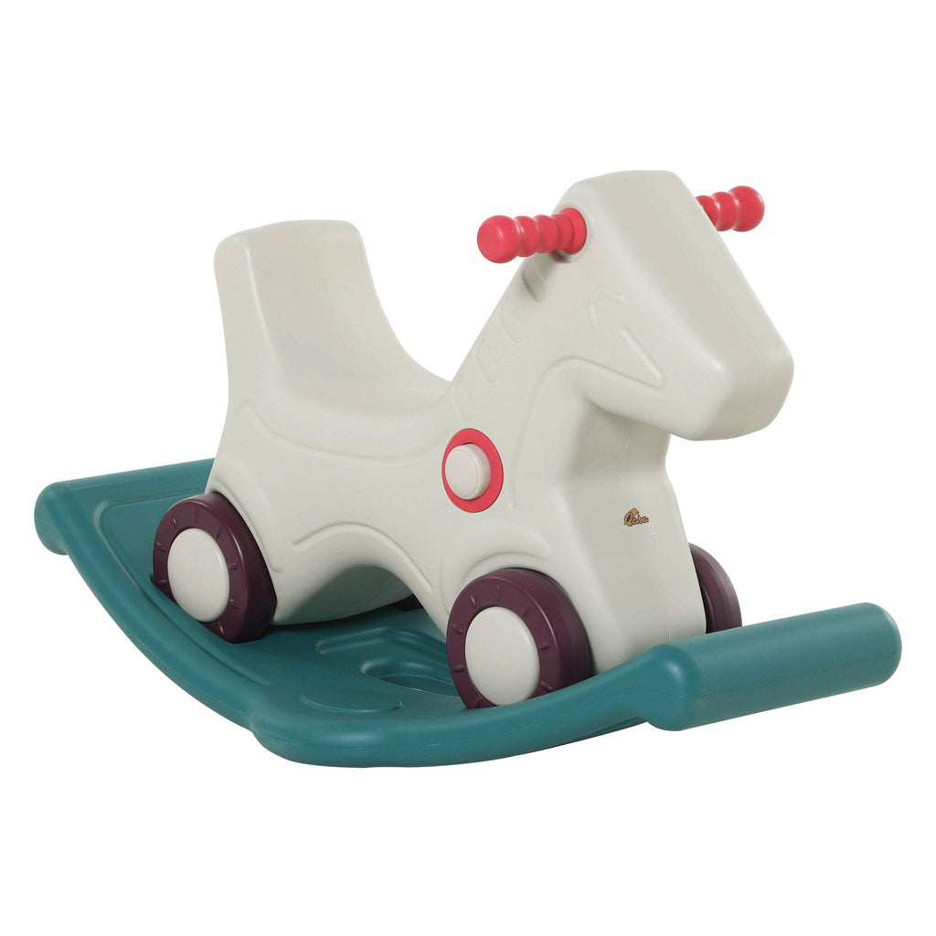 2-in-1 Rocking Horse & Sliding Car, Versatile Indoor/Outdoor Play, Durable Ride-On Toy, Gray/Green