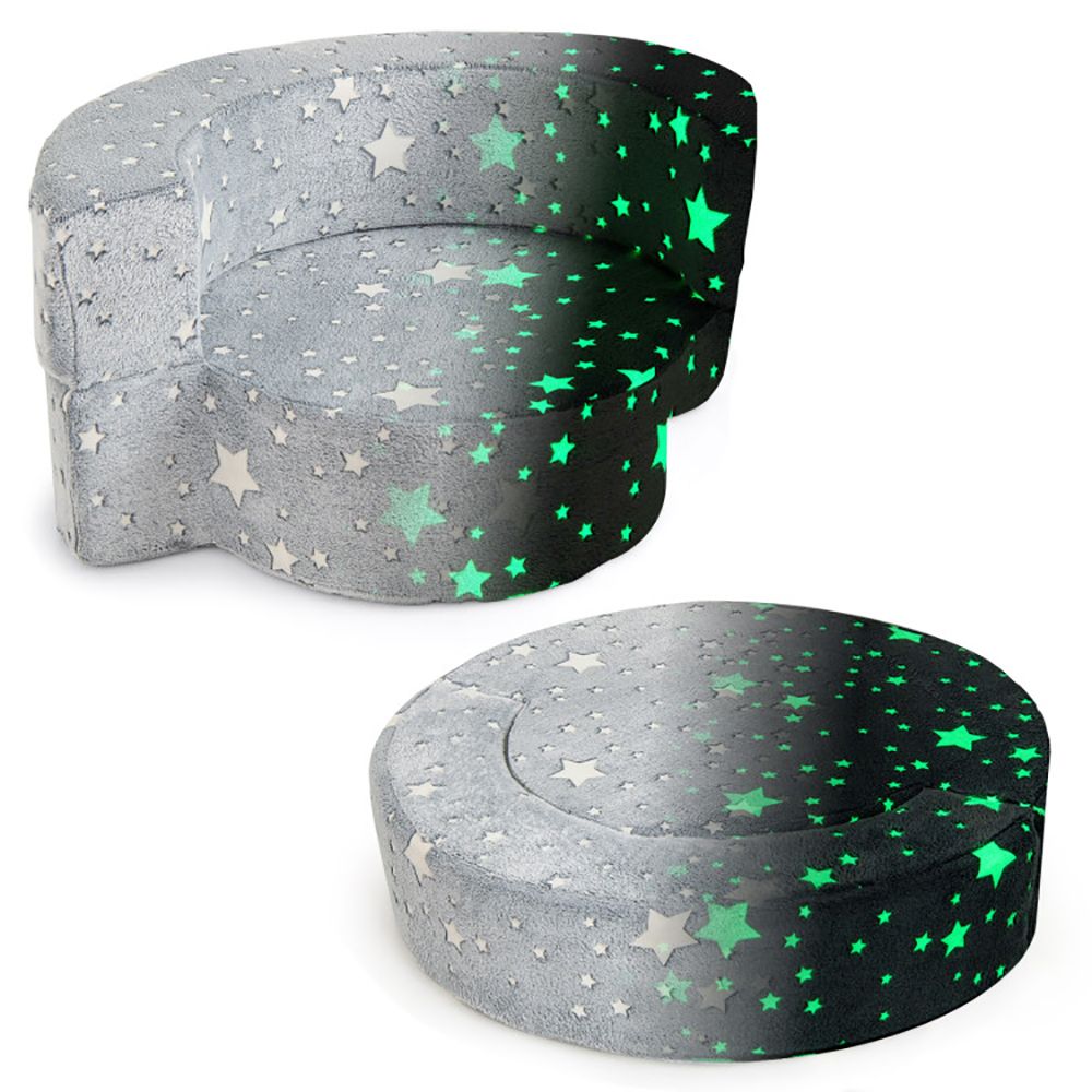 2-in-1 Toddler Chair Glow in the Dark Kids Couch with Cover Convertible Sofa