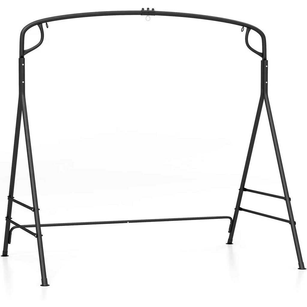 2 In 1 Upgraded Metal Outdoor Porch Swing Stand, Heavy Duty Hanging Swing Frame, Black