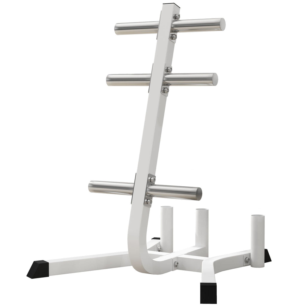 2-Inch Weight Plate Rack with Barbell Bar Holders, Olympic Weight Tree, 660 lbs. Capacity, White
