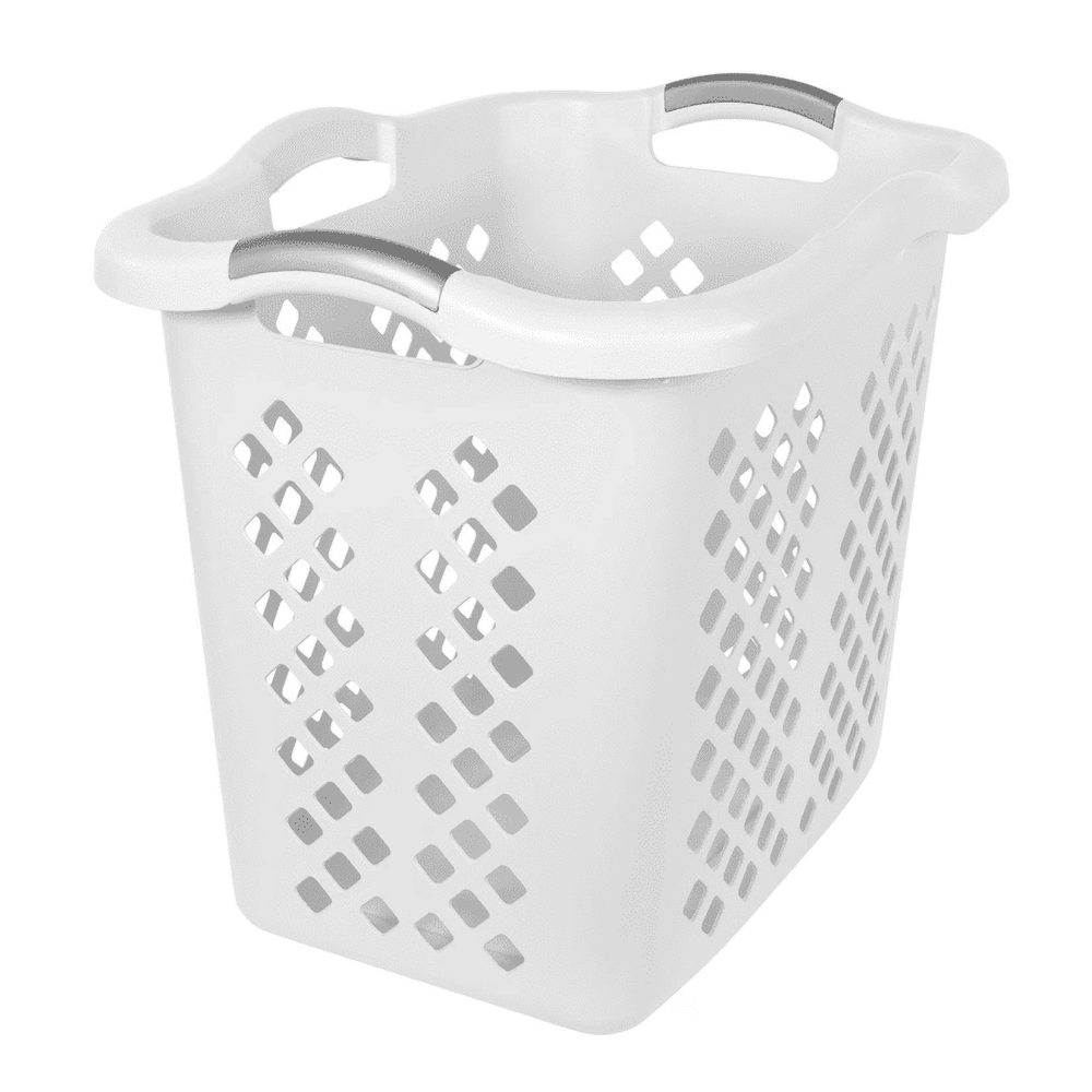 (2 pack) 2 Bushel Lamper Laundry Basket with Silver Handles, White, Adult