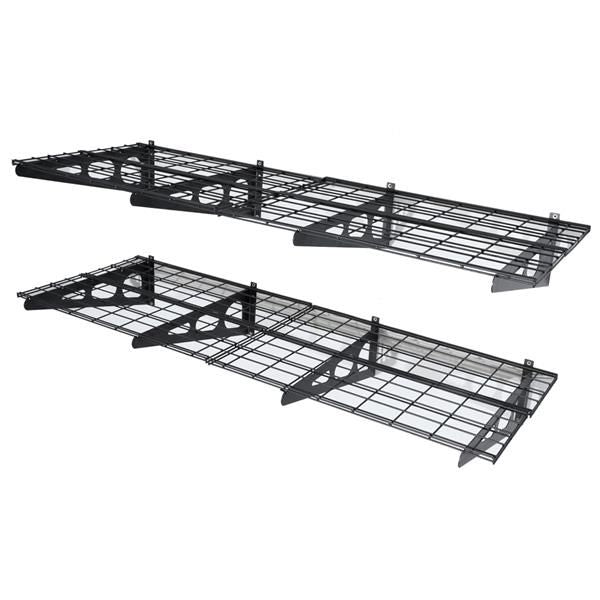 2-Pack 2x6ft 24-inch-by-72-inch Wall Shelf Garage Storage Rack Floating Shelves Black