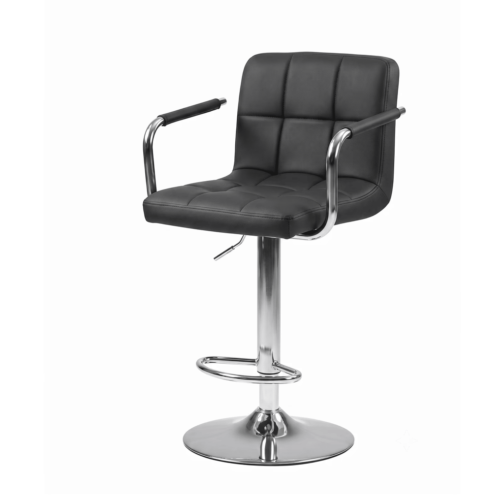 2-Pack Bar Stools, PU Leather Height Adjustable Swivel/ Arms Barstools, HydraulicKitchenCounter Height Bar Chairs, MadeofWaterproof Polyurethane Leather Materia