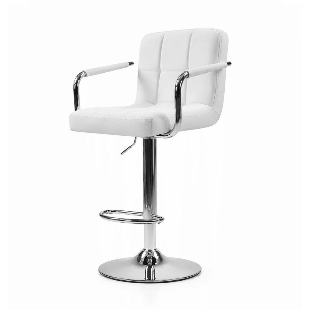 2-Pack Bar Stools, PU Leather Height Adjustable Swivel/ Arms Barstools, HydraulicKitchenCounter Height Bar Chairs, MadeofWaterproof Polyurethane Leather Material