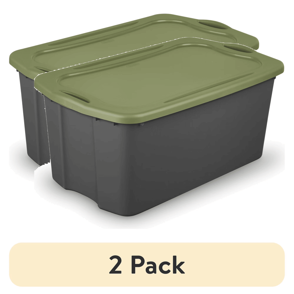 (2 pack) EZ Carry 30 Gallon Extra-Large Storage Bin, Plastic Storage Container with Full-Grip Handles, Gray