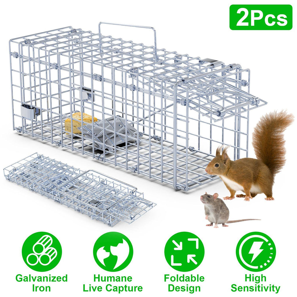 2-Pack Humane Mouse Traps – Instant-Lock One-Way Door, 2 mm Galvanized Metal, Safe for Kids & Pets, Indoor/Outdoor Reusable Catcher, Easy-Set & Release