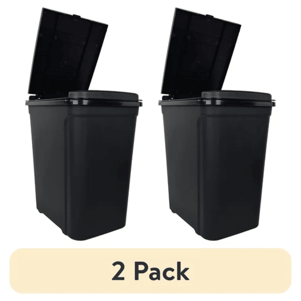 (2 pack) Kitchen Trash Can, 7.6 Gallon Plastic Garbage Bin with Touch Top Lid, Black(Shipment from Walmart)