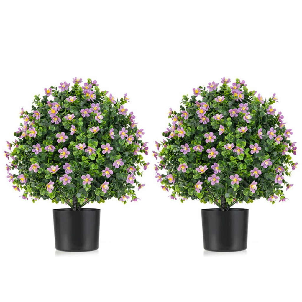 2 Pack Lifelike Artificial Potted Plants - Purple