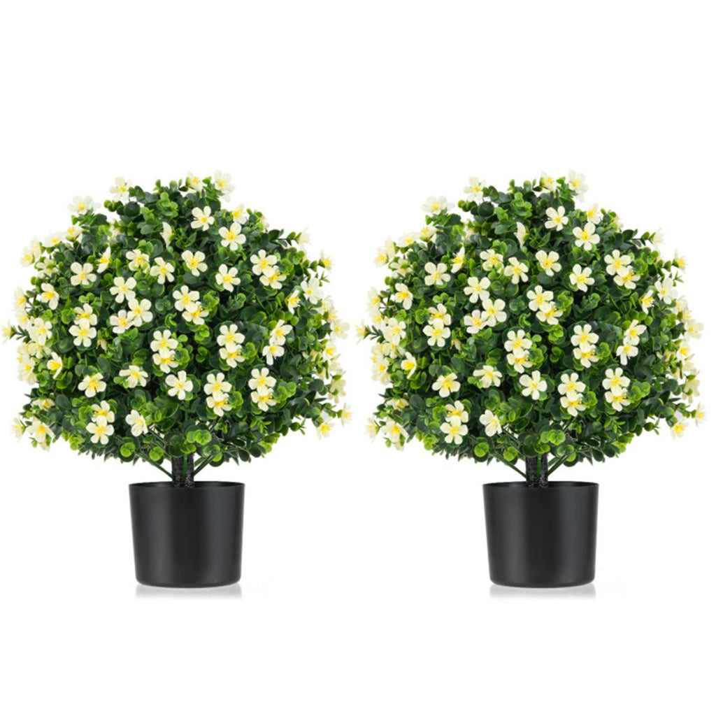 2 Pack Lifelike Artificial Potted Plants - White