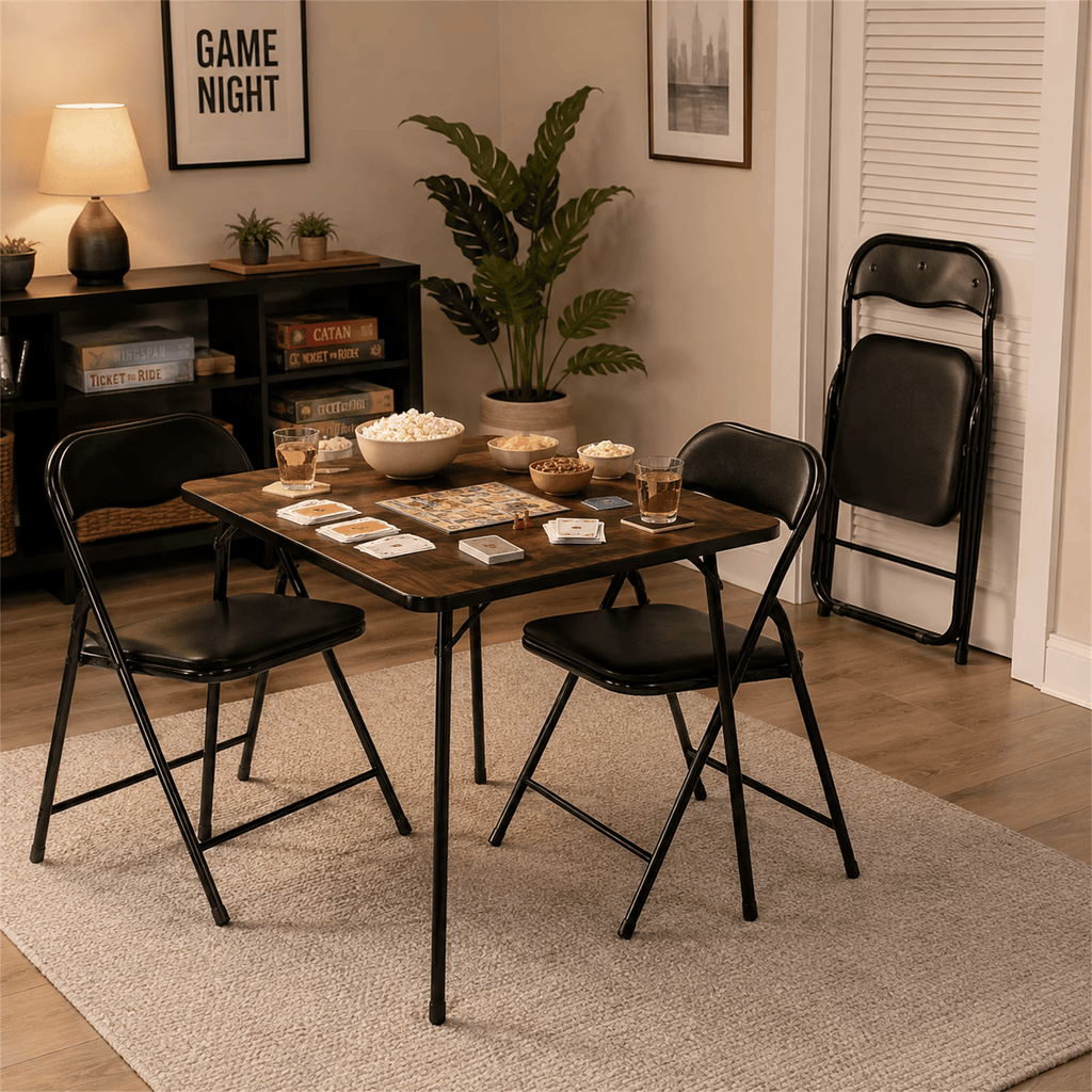 2 Pack Padded Folding Chairs with Metal FrameforDiningandPatio Events Black