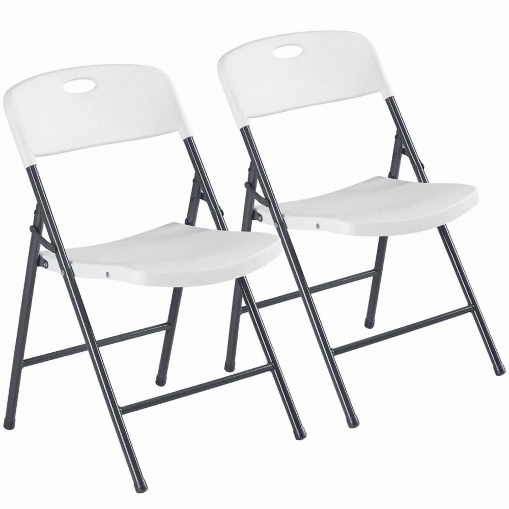 2 Pack Plastic Folding Chairs Stackable Patio Garden Office Wedding Party Event Chairs, White