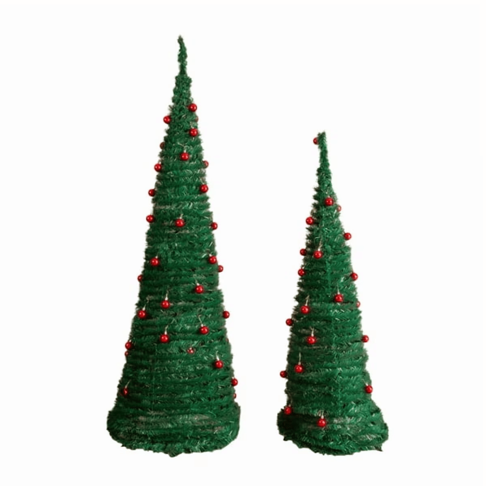 2-Pack Pop-Up Artificial Christmas Trees 6FT and 5FT Green PVC TreesforHomeOffice Entryway Storefront