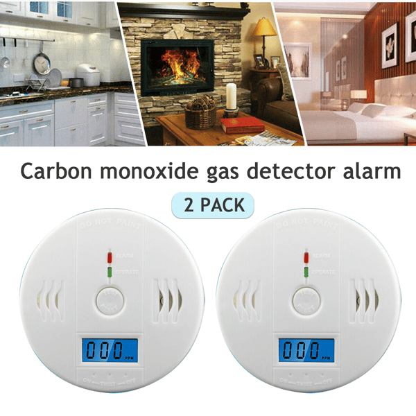 (2 Pack)LCD Display CO Carbon Monoxide Gas Detector Device Home Safety Alarm Detector (Logistics only For USPS.TK/TMEU only For self-pickup)