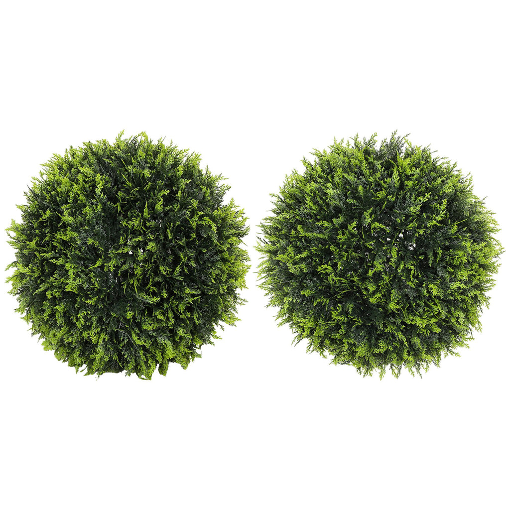 2 PCS 17.7" Topiary Balls Cedar Topiary Plants, Indoor Outdoor Fake Plants, UV-protected, Green