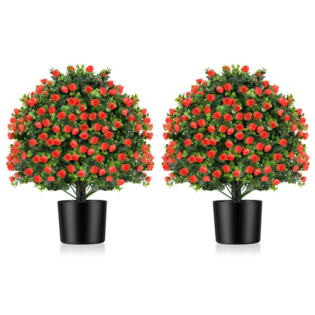 2 PCS Red Artificial Rose Topiary Ball Tree