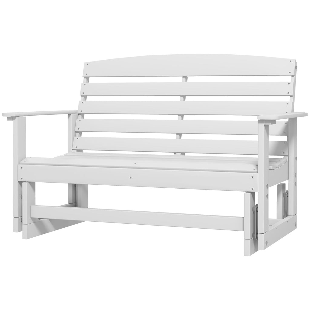 2-Person HDPE Glider Bench with Slatted Design & Smooth Motion in Pure White