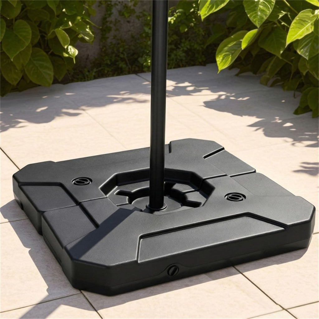 2-Piece Fillable Cantilever Umbrella Base, Heavy Duty Water & Sand Weighted HDPE Patio Umbrella Stand with Easy Fill Drain Valves